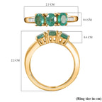 AAA Gemfields Emerald & Diamond Trilogy Ring in 18K Vermeil Yellow Gold Plated Sterling Silver 1.01 Ct