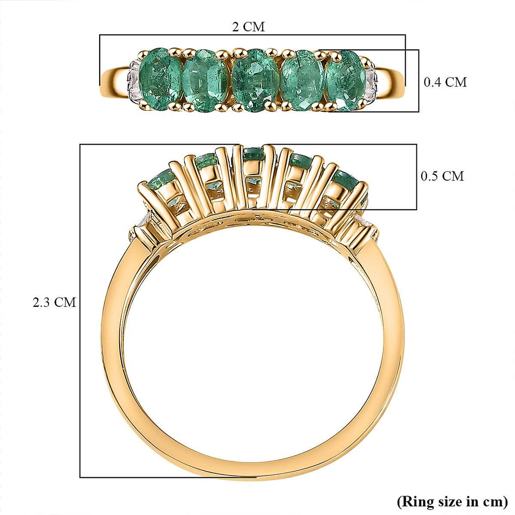Emerald & Diamond  Ring in Vermeil YG Sterling Silver