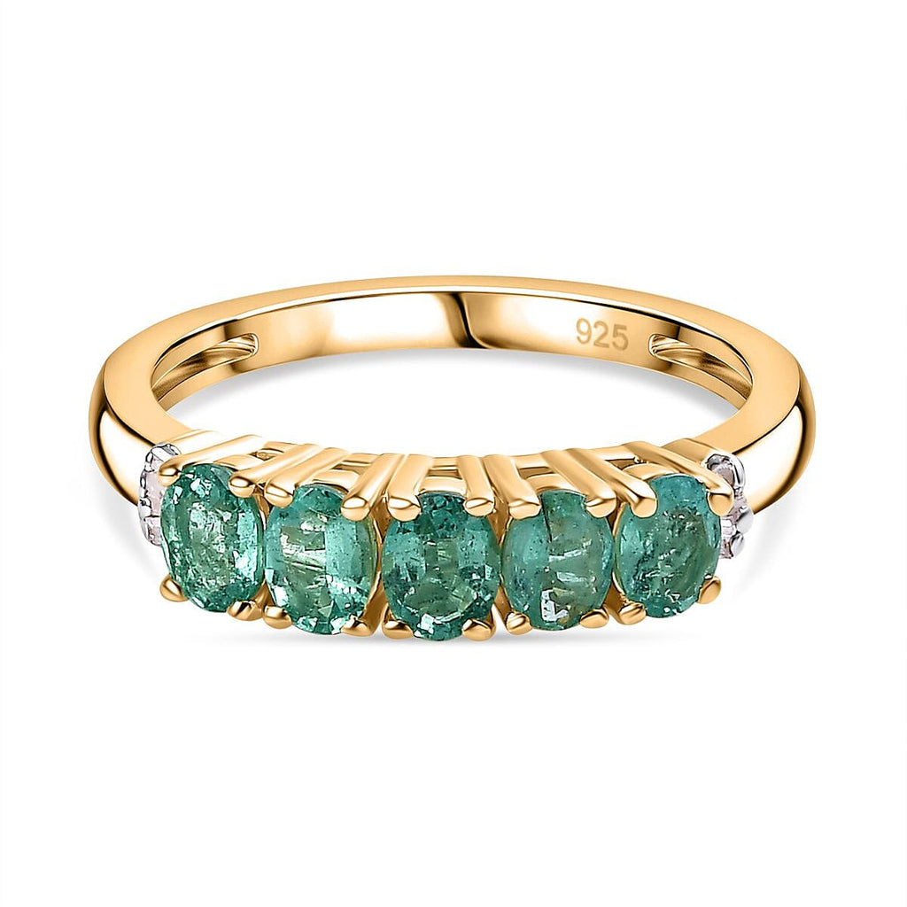 Emerald & Diamond  Ring in Vermeil YG Sterling Silver