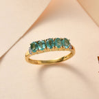 Emerald & Diamond  Ring in Vermeil YG Sterling Silver