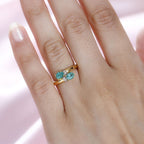 AAA Gemfields Emerald & Natural Zircon Bypass Ring in 18K Gold Vermeil Sterling Silver