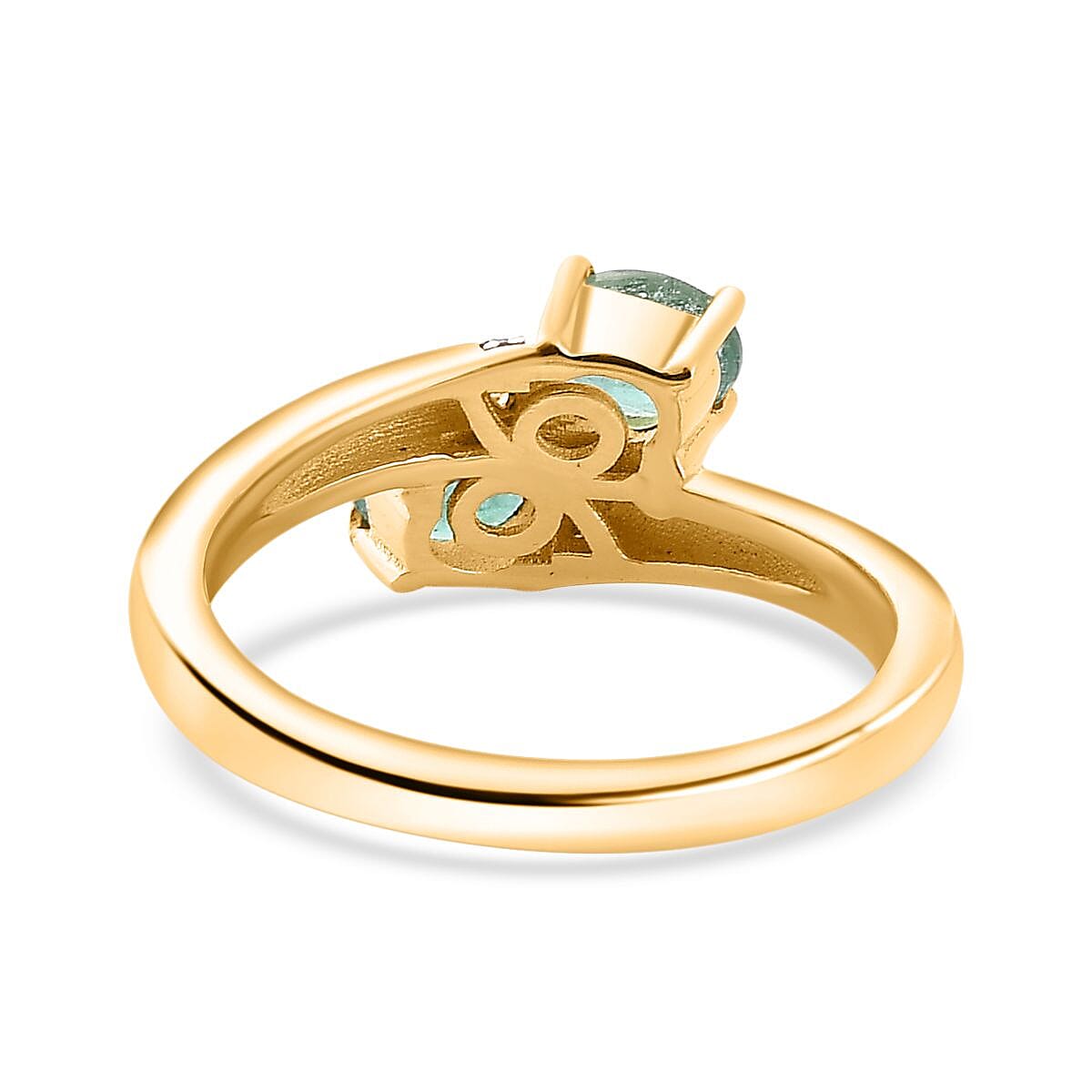 AAA Gemfields Emerald and Natural Zircon Bypass Ring in 18K Gold Vermeil Plated Sterling Silver 7757549 4