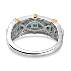 AAA Gemfields Emerald,  Natural Zircon Band Ring in Sterling Silver 1.13 Ct.