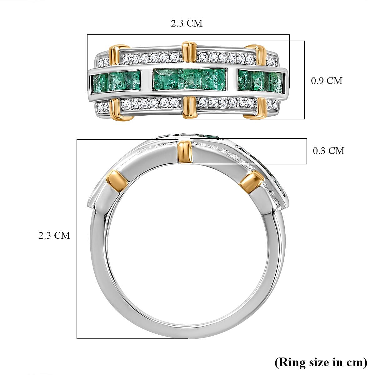 AAA Gemfields Emerald,  Natural Zircon Half-Eternity Band Ring in Sterling Silver 1.13 Ct. 7778609 5