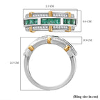 AAA Gemfields Emerald,  Natural Zircon Band Ring in Sterling Silver 1.13 Ct.
