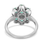 Collectors Edition- AAA Gemfields Emerald Natural White Zircon Cocktail Ring in Platinum Overlay Sterling Silver 1.45 Ct