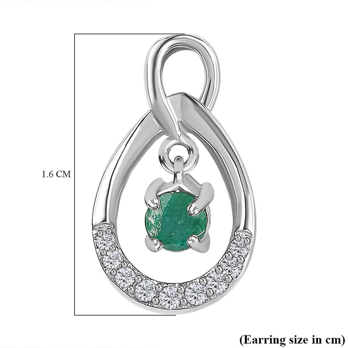 AAA Gemfields Emerald &amp; Natural Zircon Dangle Earrings in Platinum Overlay Sterling Silver 7757617 6