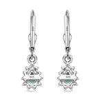AAA Gemfields Emerald & White Zircon Earring with Lever Back in Rhodium Overlay Sterling Silver
