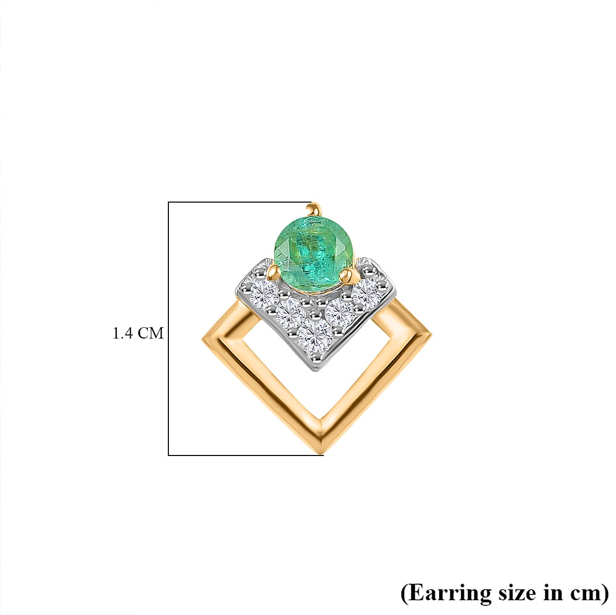 AAA Gemfields Emerald &amp; White Zircon Earring in 18K Vermeil Yellow Gold Plated Sterling Silver 0.70 Ct. 8109989 5