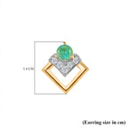 AAA Gemfields Emerald & White Zircon Earring in 18K Vermeil Yellow Gold Plated Sterling Silver 0.70 Ct.