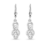 AAA Gemfields Emerald & White Zircon Earring with Lever Back in Rhodium Overlay Sterling Silver