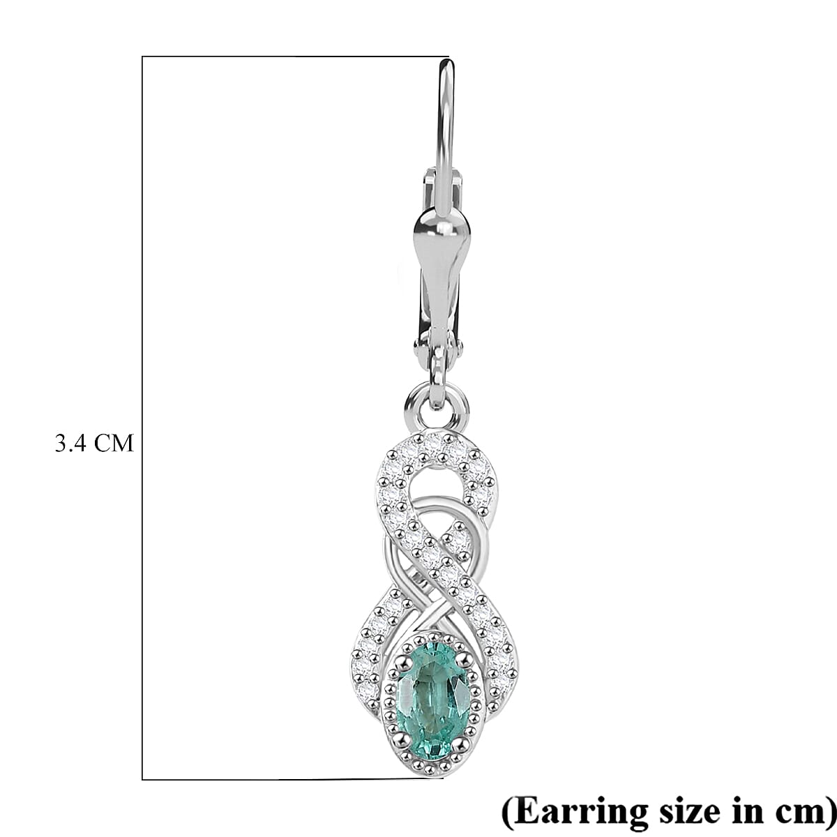 AAA Gemfields Emerald &amp; White Zircon Earring with Lever Back in Rhodium Overlay Sterling Silver 8124628 6