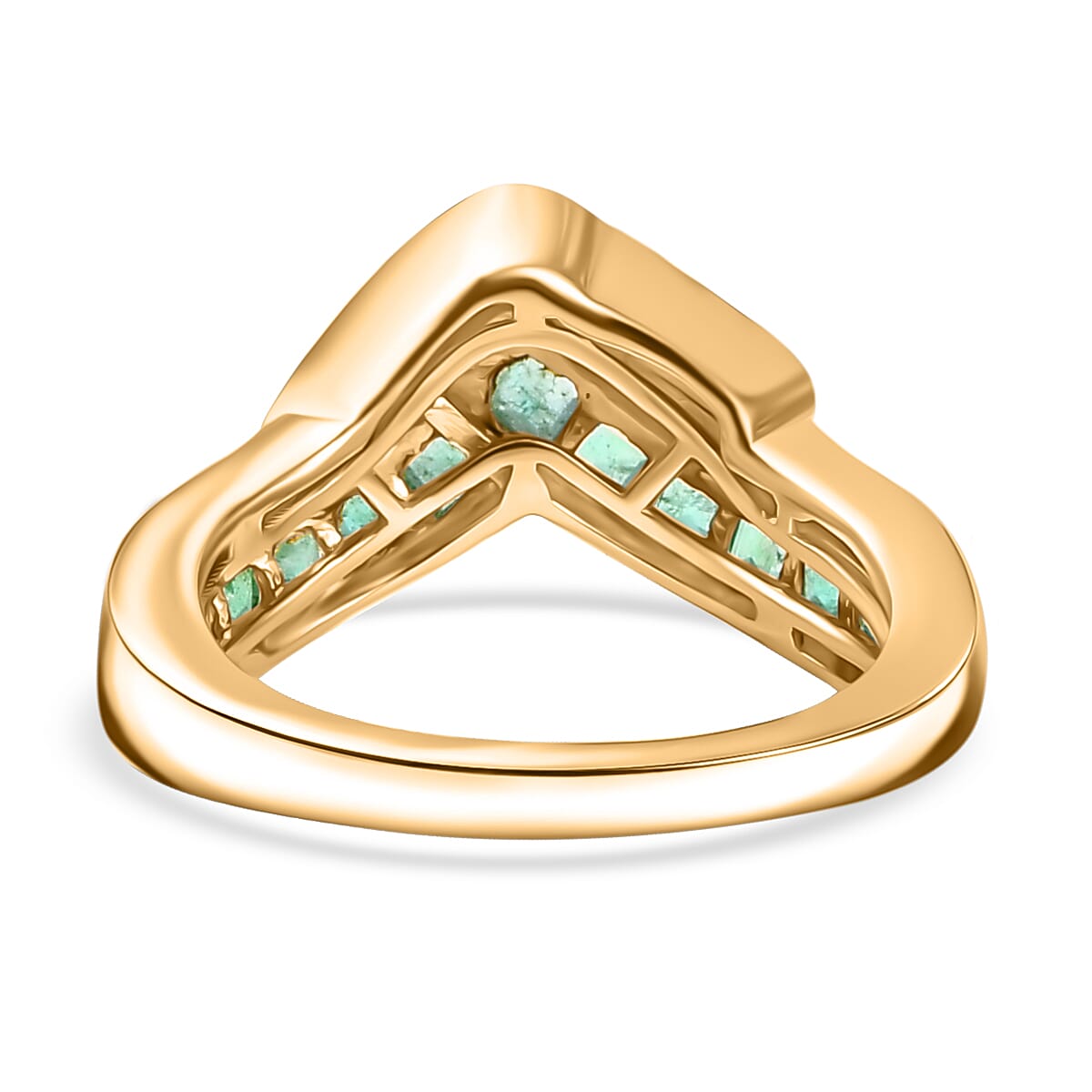AAA Gemfields Emerald &amp; White Zircon Ring in 18K Vermeil Yellow Gold Plated Sterling Silver 1.10 Ct. 8130166 4
