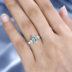 AAA Gemfields Emerald and Natural Zircon Ring in Platinum Overlay Sterling Silver 1.03 Ct