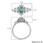 AAA Gemfields Emerald and Natural Zircon Ring in Platinum Overlay Sterling Silver 1.03 Ct