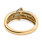 AAA Gemfields Emerald & Natural Zircon Ring in 18K Yellow Gold Vermeil Plated Sterling Silver