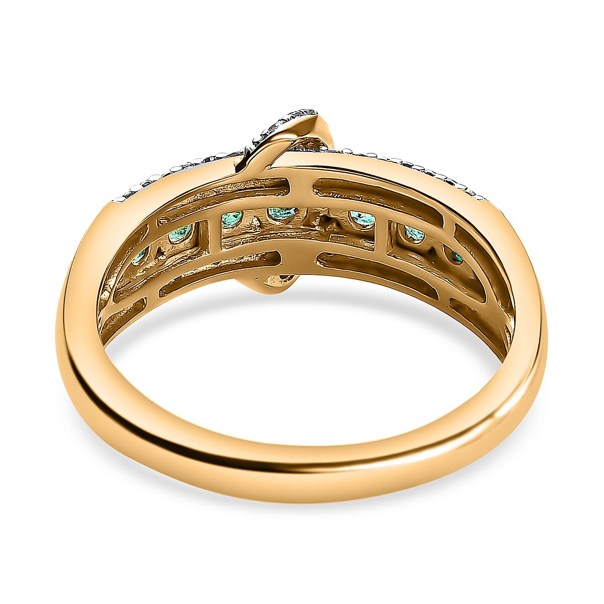 AAA Gemfields Emerald &amp; Natural Zircon Ring in 18K Yellow Gold Vermeil Plated Sterling Silver 7656940 4