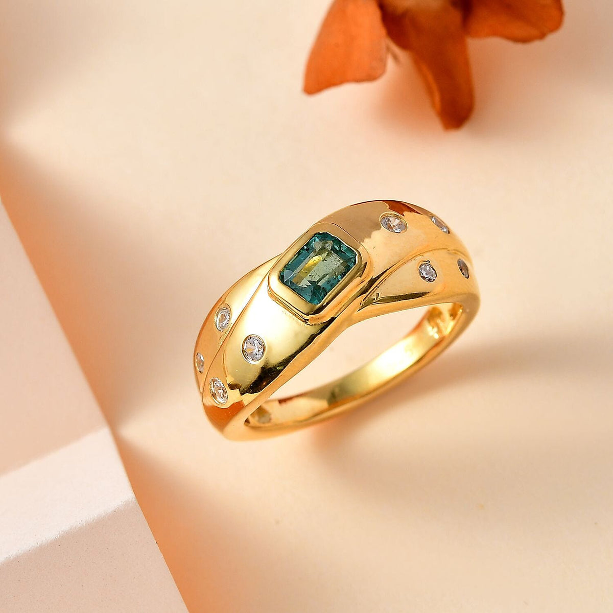AAA Gemfields Emerald Criss Cross Ring in 18K Gold Vermeil Sterling Silver 7762592 1