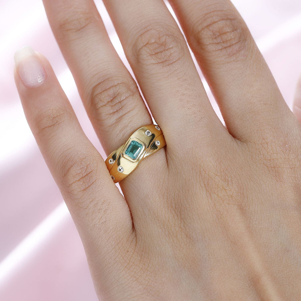 AAA Gemfields Emerald Criss Cross Ring in 18K Gold Vermeil Sterling Silver 7762592 2