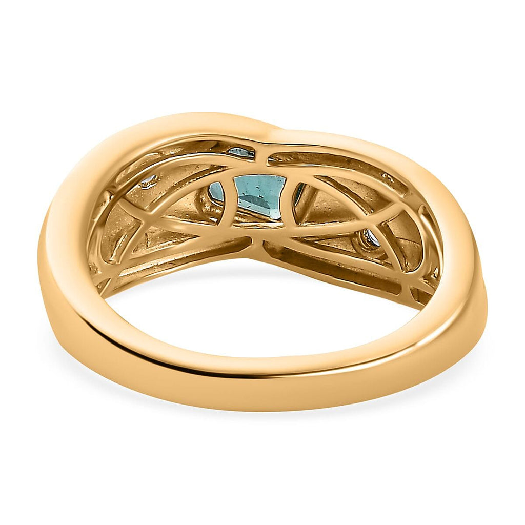AAA Gemfields Emerald Criss Cross Ring in 18K Gold Vermeil Sterling Silver