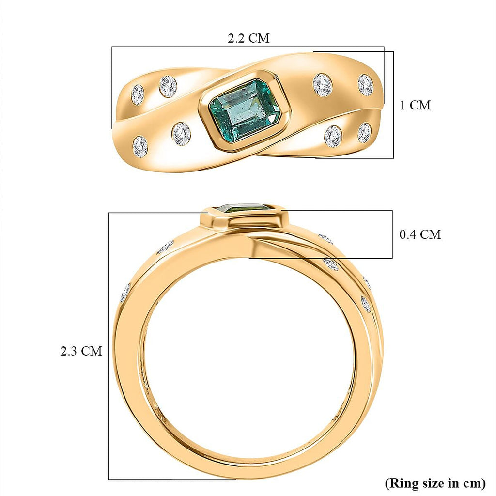 AAA Gemfields Emerald Criss Cross Ring in 18K Gold Vermeil Sterling Silver