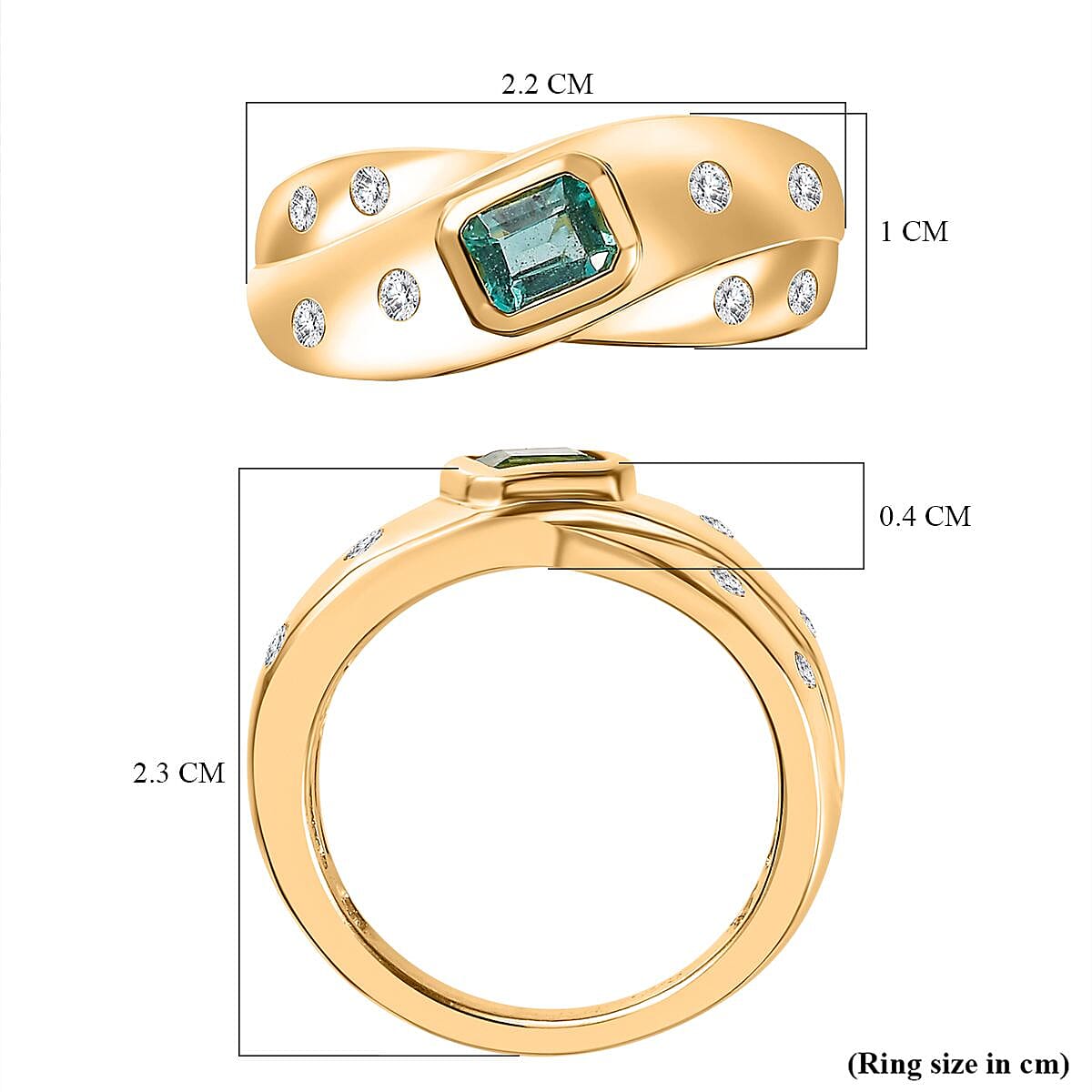 AAA Gemfields Emerald Criss Cross Ring in 18K Gold Vermeil Sterling Silver 7762592 5