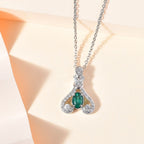 AAA Gemfields Emerald & Natural Zircon Pendant with Chain (Size 20) in Platinum Overlay Sterling Silver