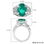 Emeraldine Quartz Solitaire Ring in Rhodium Overlay Sterling Silver 6.30 Ct.