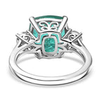 Emeraldine Triplet Quartz & Moissanite Solitaire Ring in Rhodium Overlay Sterling Silver 5.07 Ct.