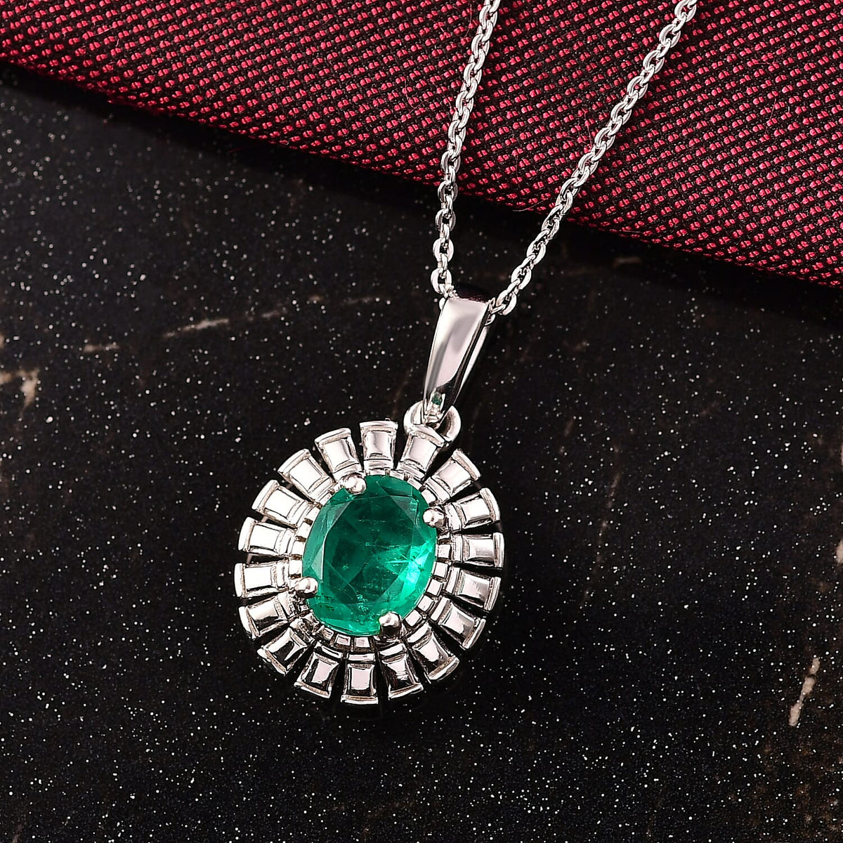 D'joy Emeraldine Triplet Quartz Pendant with Chain (Size 20) in Platinum Overlay Sterling Silver 1.34 Ct. 4415519 2