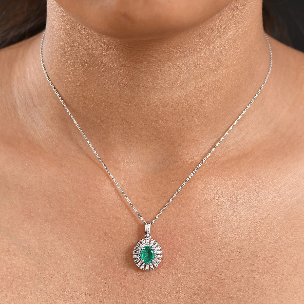 D'joy Emeraldine Triplet Quartz Pendant with Chain (Size 20) in Platinum Overlay Sterling Silver 1.34 Ct. 4415519 3