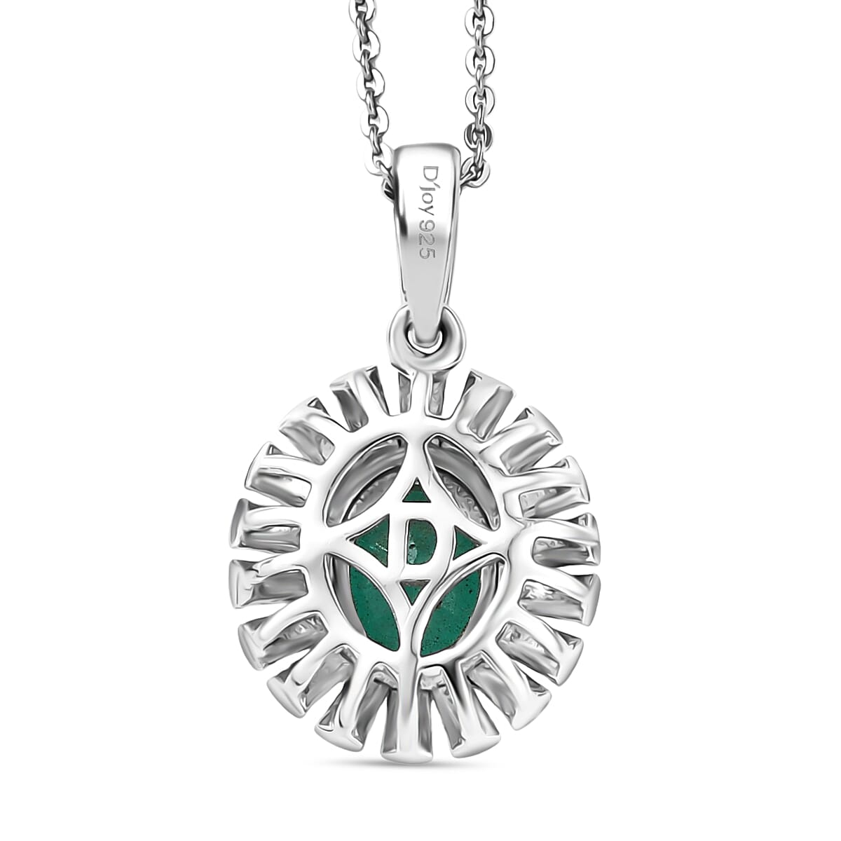 D'joy Emeraldine Triplet Quartz Pendant with Chain (Size 20) in Platinum Overlay Sterling Silver 1.34 Ct. 4415519 5