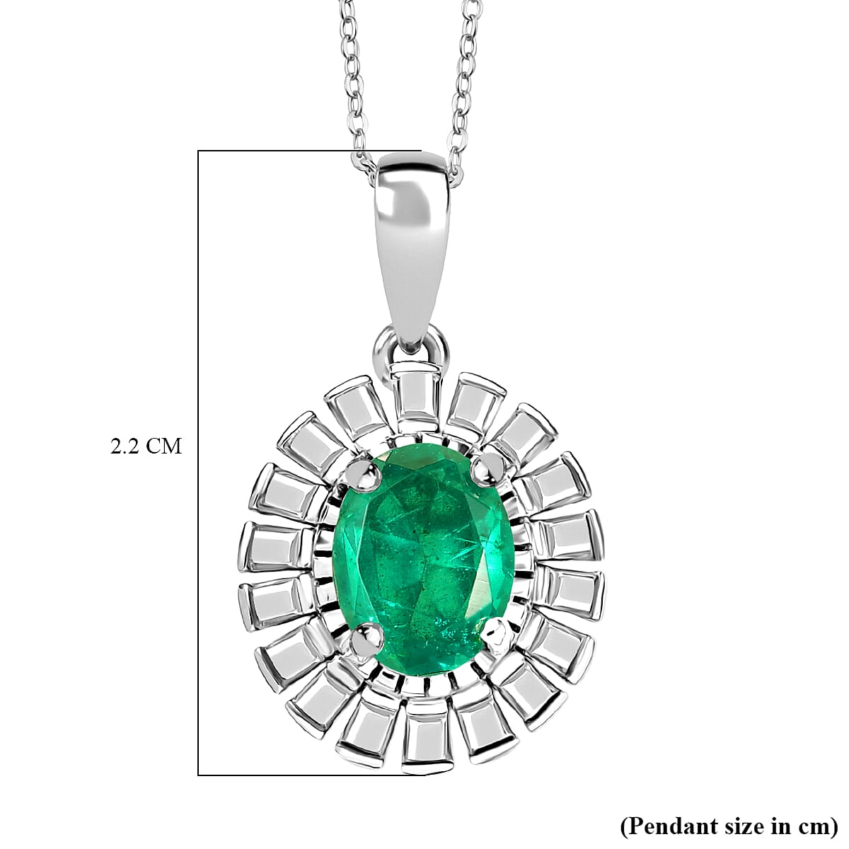 D'joy Emeraldine Triplet Quartz Pendant with Chain (Size 20) in Platinum Overlay Sterling Silver 1.34 Ct. 4415519 6