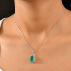 Emeraldine Triplet Quartz Pendant with Chain (Size 20) in Rhodium Overlay Sterling Silver 5.63 Ct.