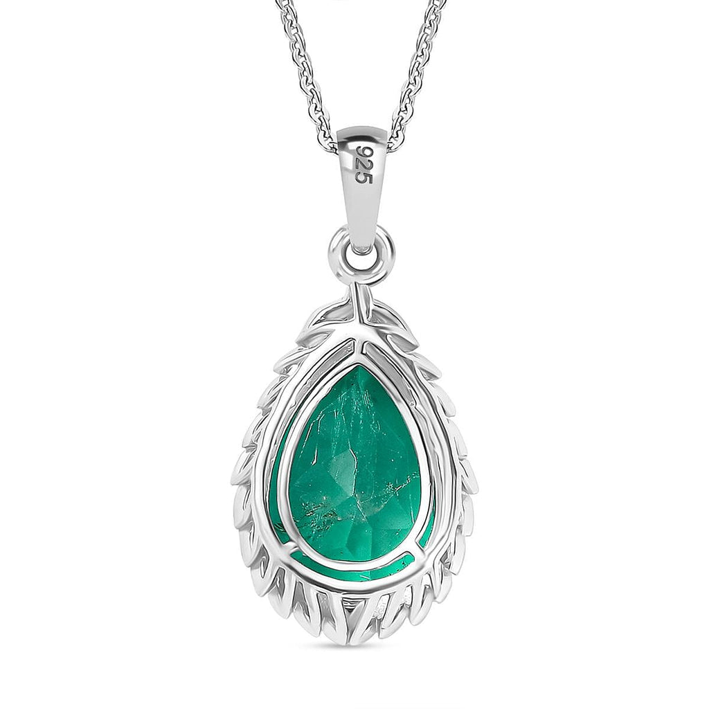 Emeraldine Triplet Quartz Pendant with Chain (Size 20) in Rhodium Overlay Sterling Silver 5.63 Ct.