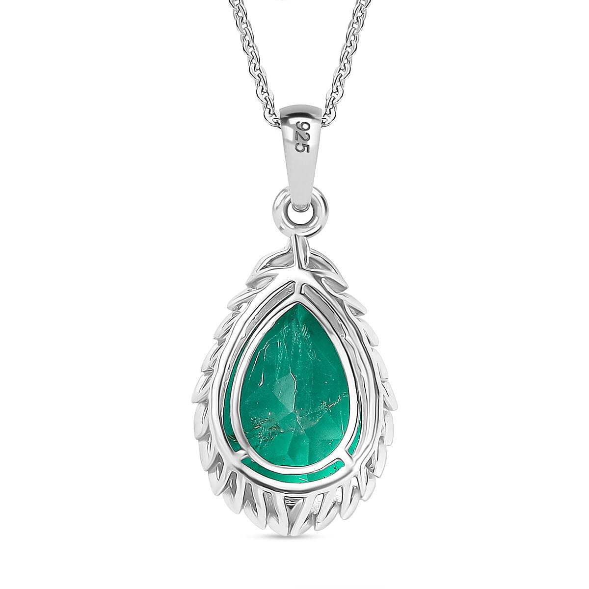 Emeraldine Triplet Quartz Pendant with Chain (Size 20) in Rhodium Overlay Sterling Silver 5.63 Ct. 4361778 5