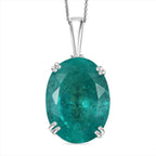 D'Joy Emeraldine Triplet Quartz Solitaire Pendant with Chain (Size 20) in Rhodium Overlay Sterling Silver 25.00 Ct, Silver Wt. 5.50 Gms.