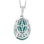 D'Joy Emeraldine Triplet Quartz Solitaire Pendant with Chain (Size 20) in Rhodium Overlay Sterling Silver 25.00 Ct, Silver Wt. 5.50 Gms.