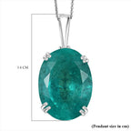 D'Joy Emeraldine Triplet Quartz Solitaire Pendant with Chain (Size 20) in Rhodium Overlay Sterling Silver 25.00 Ct, Silver Wt. 5.50 Gms.