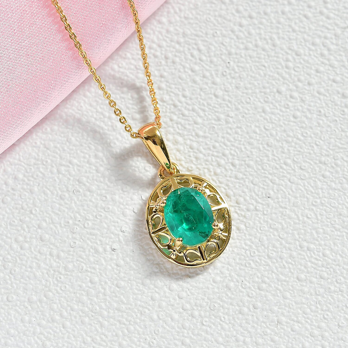 D'joy Emeraldine Triplet Quartz Pendant with Chain (Size 20) in Yellow Gold Plated Sterling Silver 2.08 Ct. 4414626 3