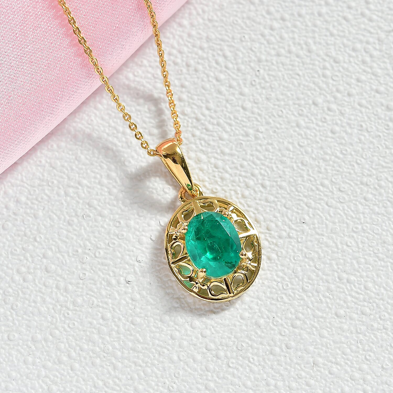 D'joy Emeraldine Triplet Quartz Pendant with Chain (Size 20) in Yellow Gold Plated Sterling Silver 2.08 Ct. 4414626 3