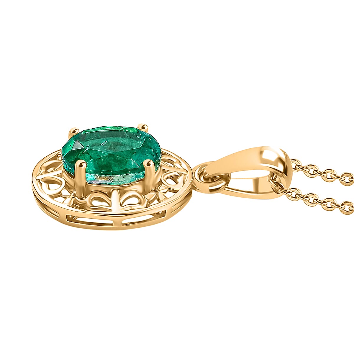 D'joy Emeraldine Triplet Quartz Pendant with Chain (Size 20) in Yellow Gold Plated Sterling Silver 2.08 Ct. 4414626 4