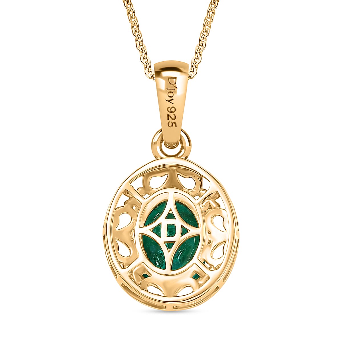 D'joy Emeraldine Triplet Quartz Pendant with Chain (Size 20) in Yellow Gold Plated Sterling Silver 2.08 Ct. 4414626 5