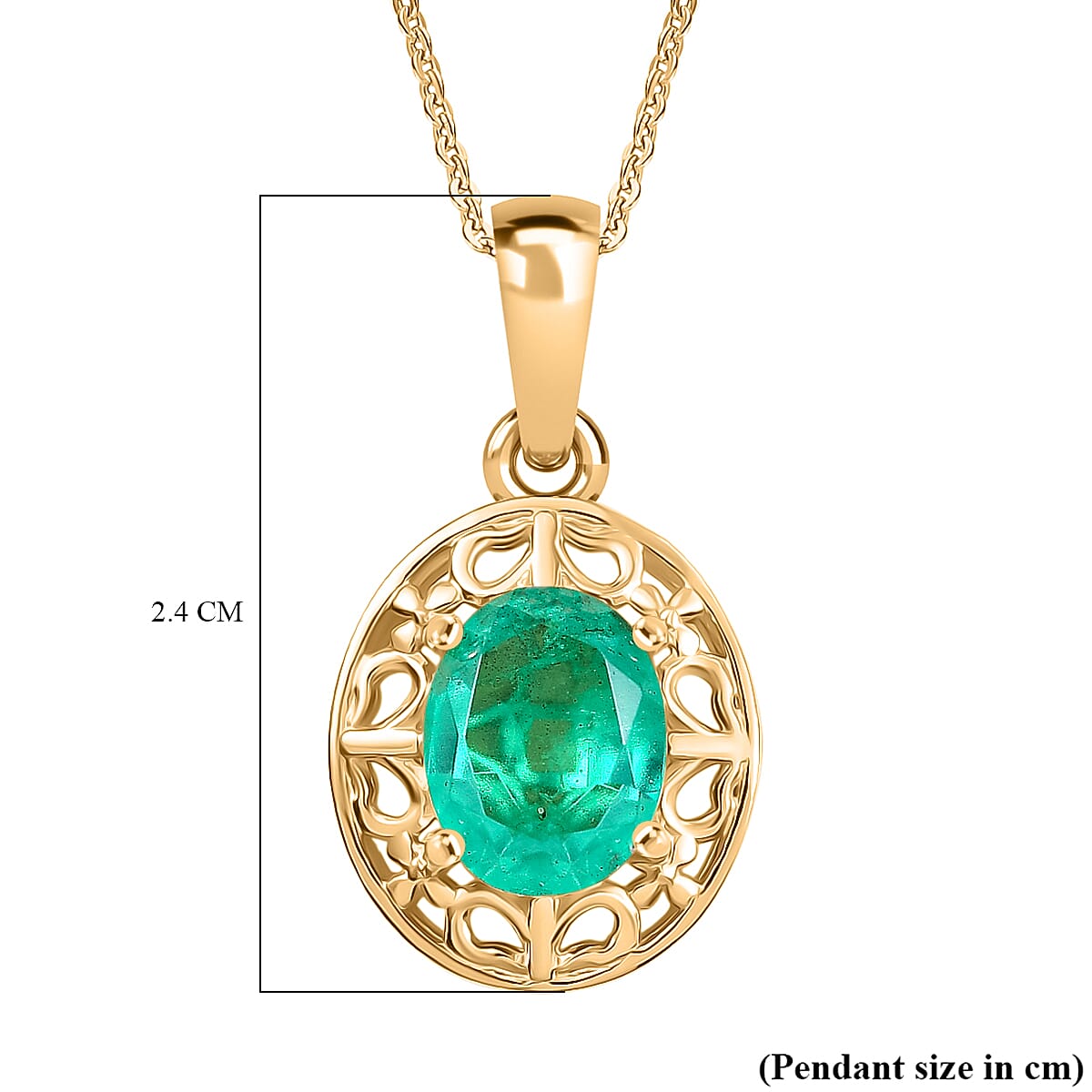 D'joy Emeraldine Triplet Quartz Pendant with Chain (Size 20) in Yellow Gold Plated Sterling Silver 2.08 Ct. 4414626 7