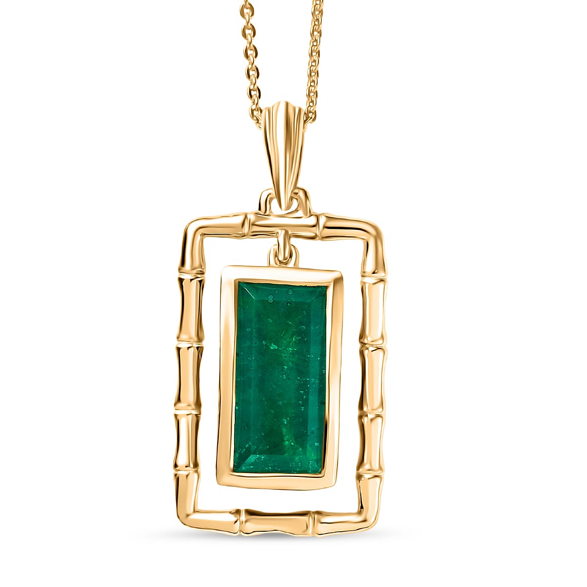 Emeraldine Triplet Quartz Pendant with Chain (Size 20) in Yellow Gold Plated Sterling Silver 5.15 Ct. 4417773 0