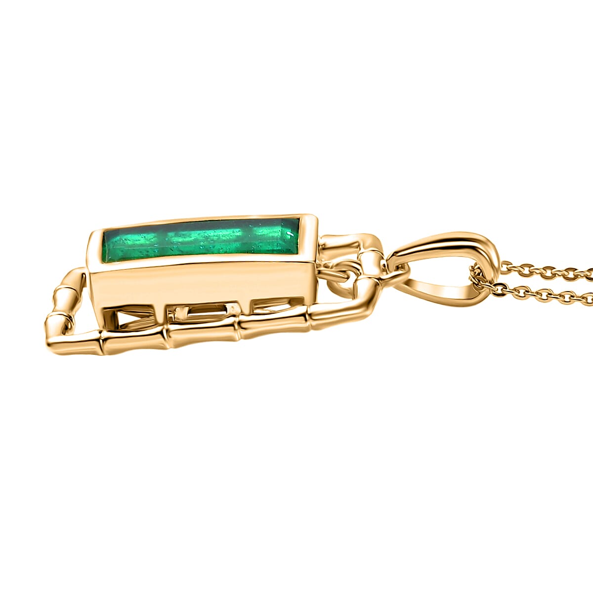 Emeraldine Triplet Quartz Pendant with Chain (Size 20) in Yellow Gold Plated Sterling Silver 5.15 Ct. 4417773 3