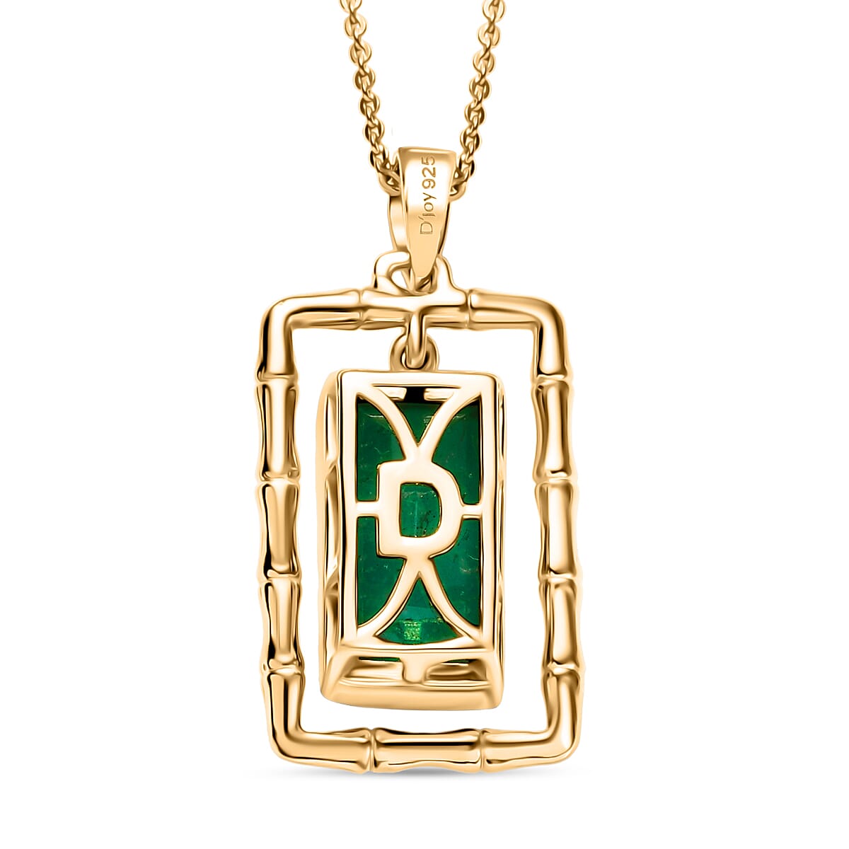 Emeraldine Triplet Quartz Pendant with Chain (Size 20) in Yellow Gold Plated Sterling Silver 5.15 Ct. 4417773 4