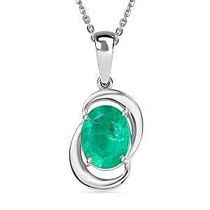 D'joy Emeraldine Triplet Quartz Pendant with Chain (Size 20) in Platinum Overlay Sterling Silver 2.08 Ct. 4415012 0