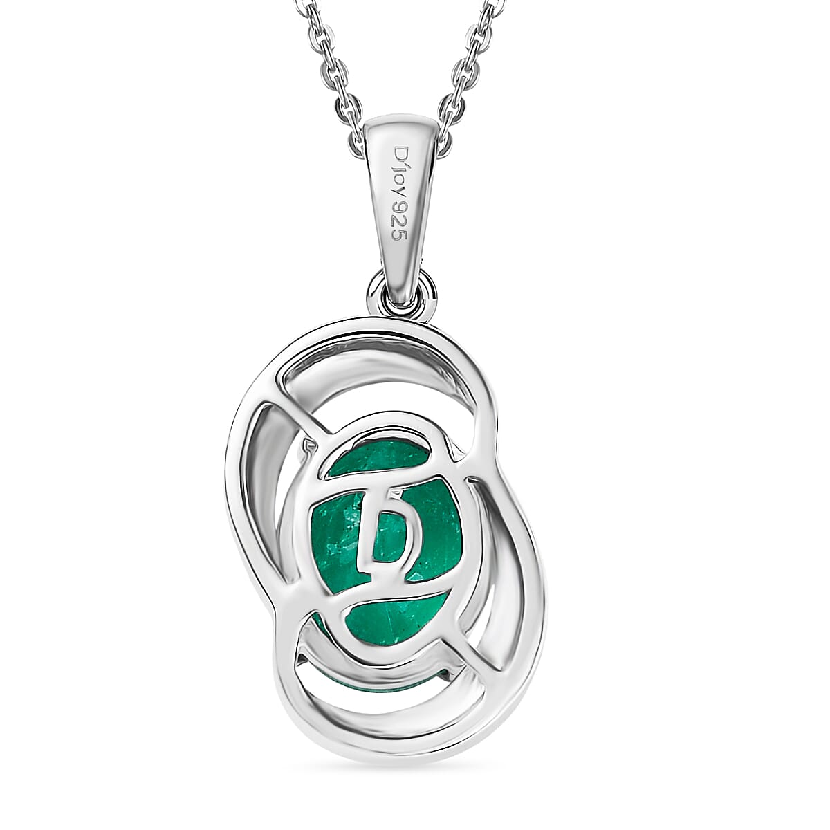 D'joy Emeraldine Triplet Quartz Pendant with Chain (Size 20) in Platinum Overlay Sterling Silver 2.08 Ct. 4415012 4