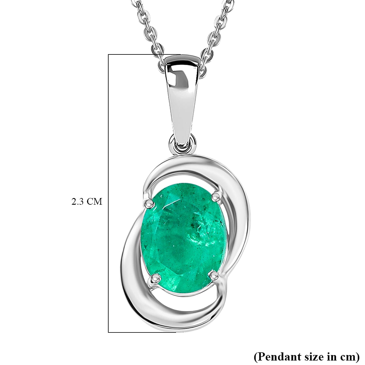 D'joy Emeraldine Triplet Quartz Pendant with Chain (Size 20) in Platinum Overlay Sterling Silver 2.08 Ct. 4415012 5